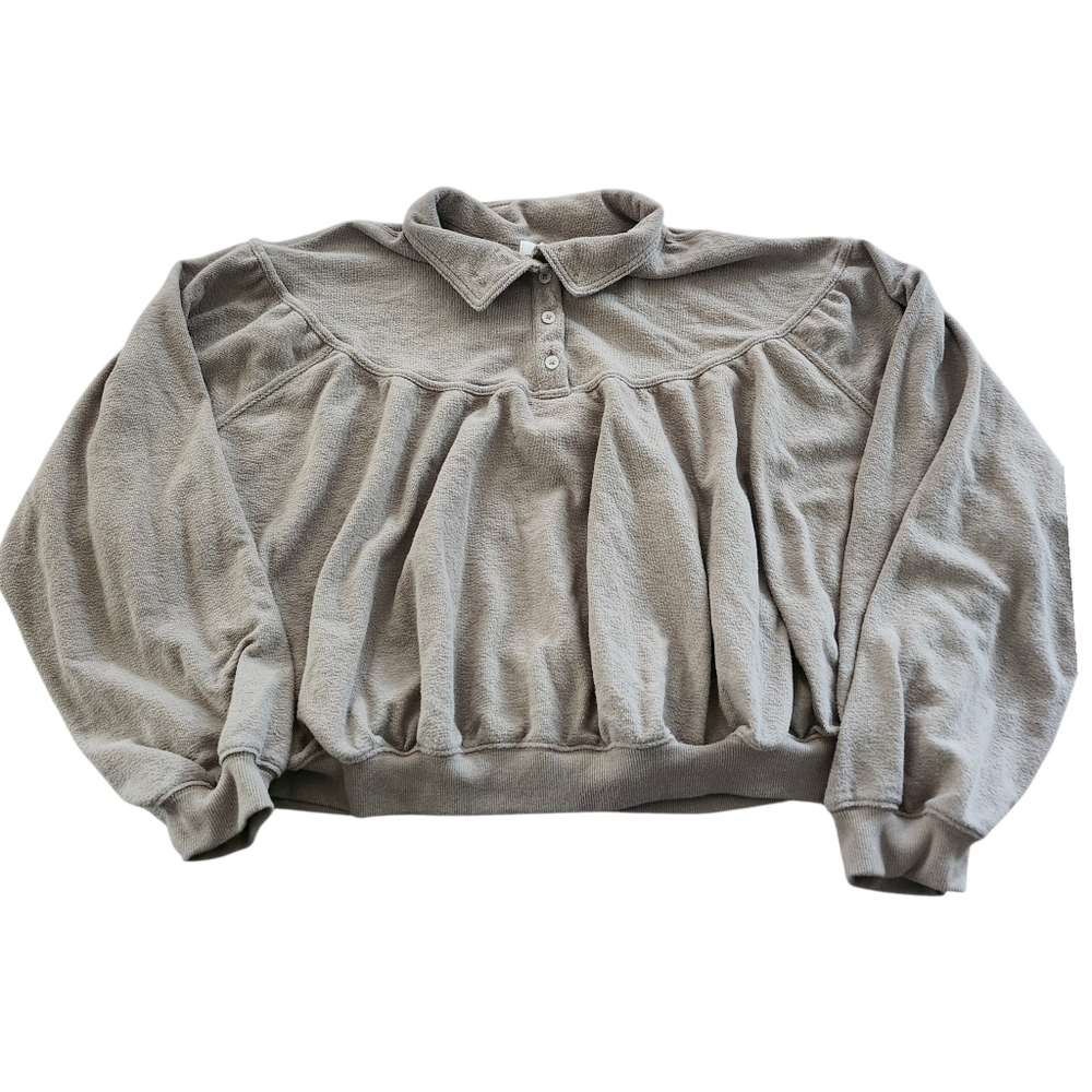 Aerie Khaki Soft Life Button Sweatshirt. Sz. M